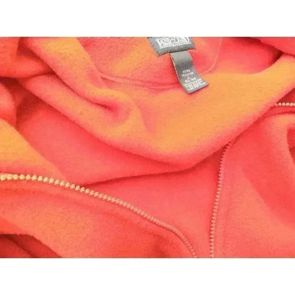 Lands End Mens Fleece Jacket Red Full Zip Front Pockets Mock Neck L 42-44 - Picture 3 of 9